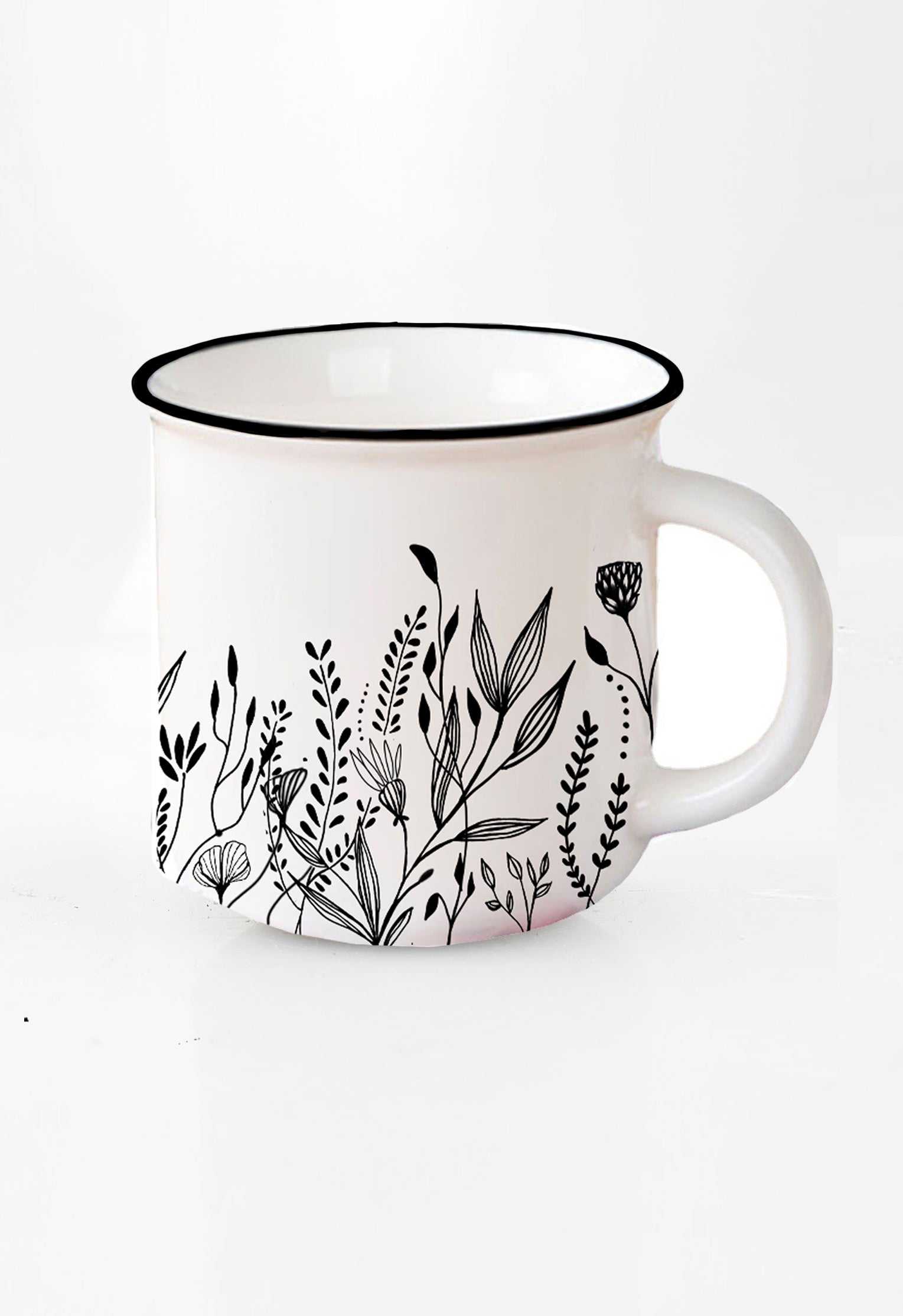 Black and White Flowery Mug