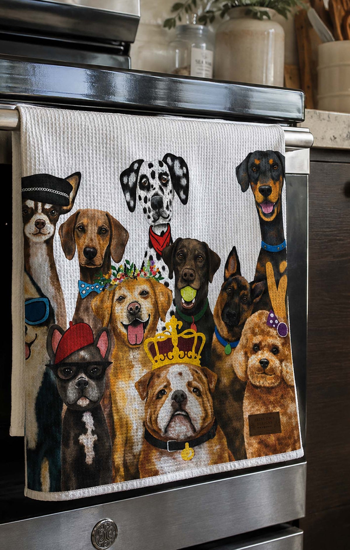 Happy Dogs Club Waffle Style Tea Towel