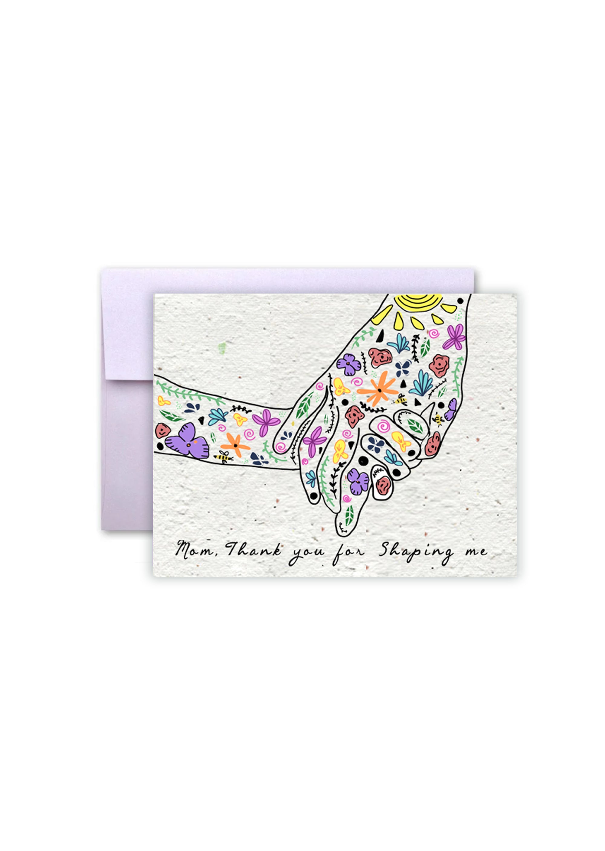 Floral Hand Embrace: Seed Paper Thank You Card for Mom
