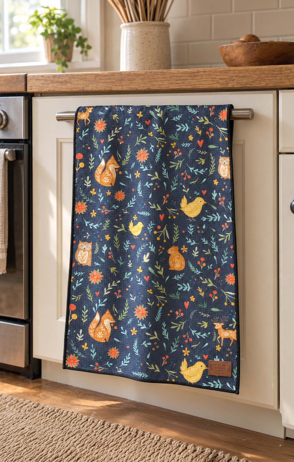 Woodland Tidings Waffle Style Tea Towel