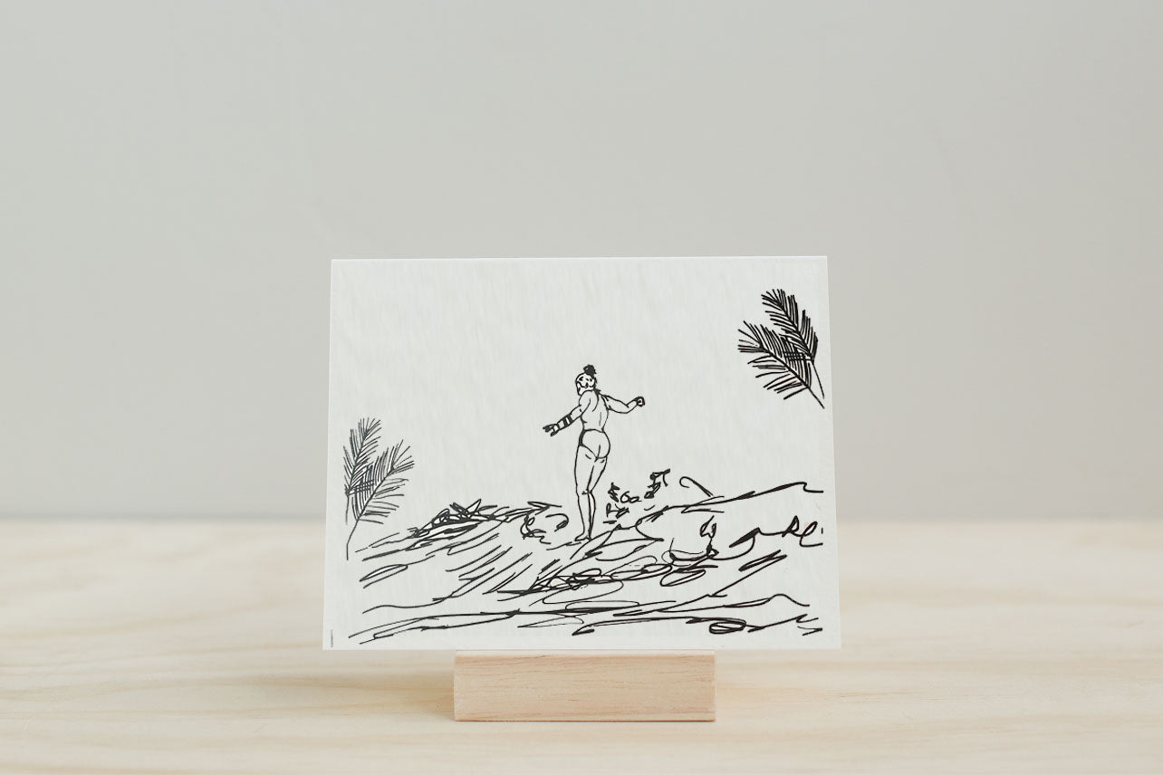 Surfer Gal Letterpress Greeting Card